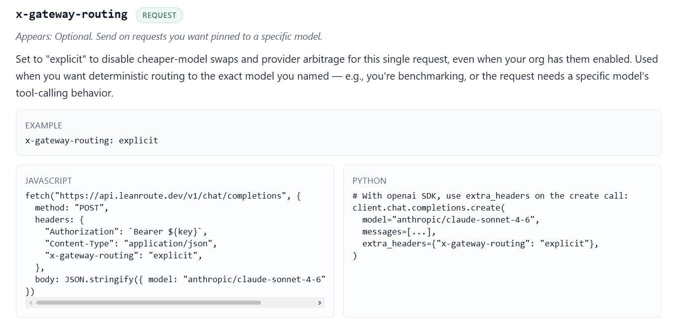 Leanroute Gateway Headers